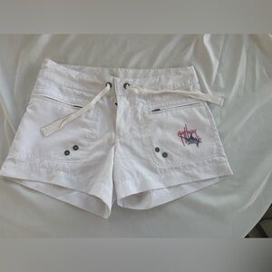 Guy Harvey White Women's Cargo Shorts with Embroidered Logo